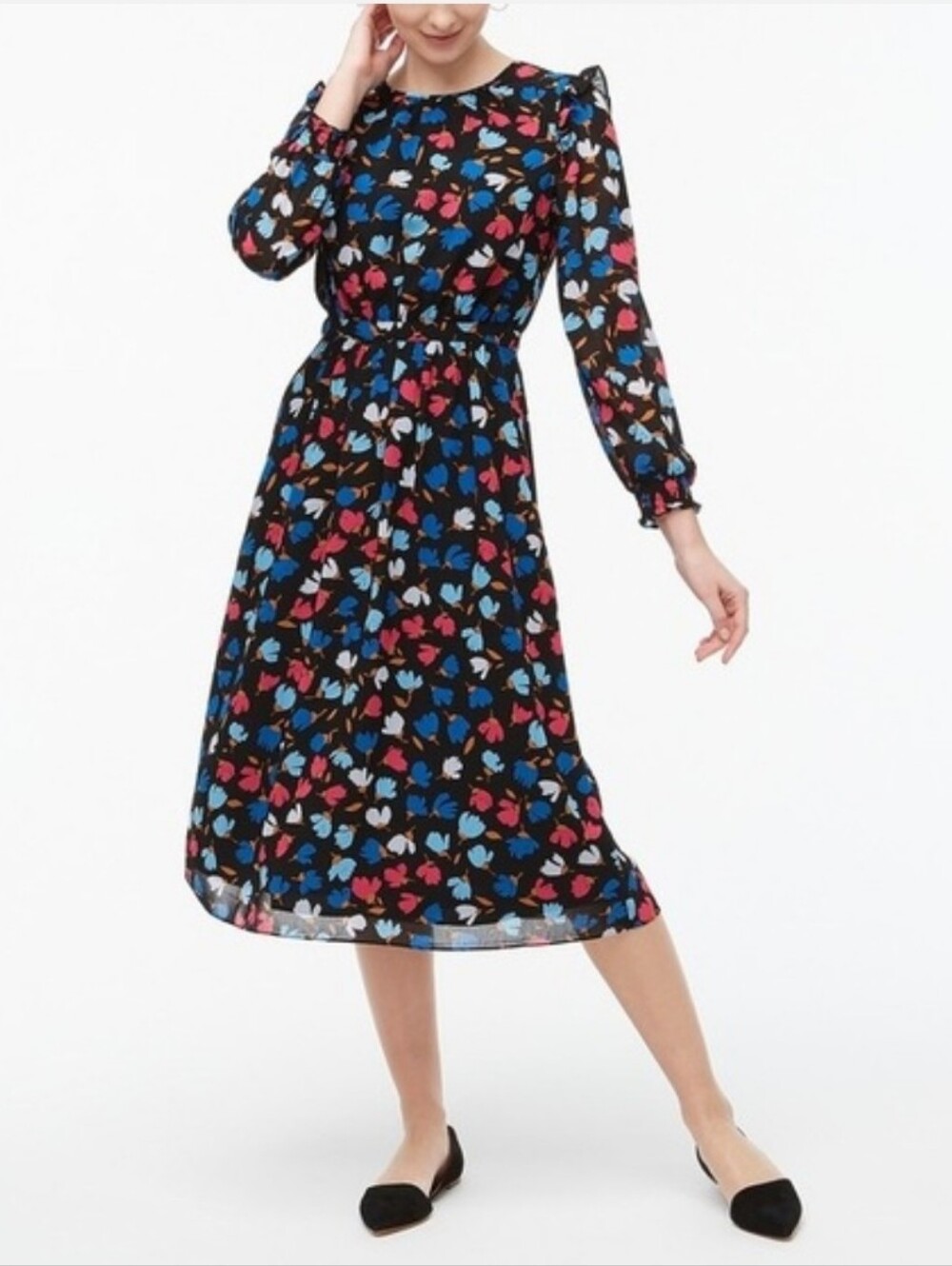J. Crew Long Sleeve Floral Fit And Flare Dress Size 12